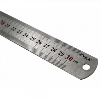 ESCALA / METRO RÉGUA  EM ACO INOX 12X300MM (30 CM) BLISTER - VILA