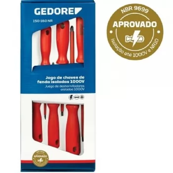 JOGO DE CHAVE DE FENDA E PHILLIPS ISOLADAS 6 PCS (150NR/160NR - 1000V) GEDORE