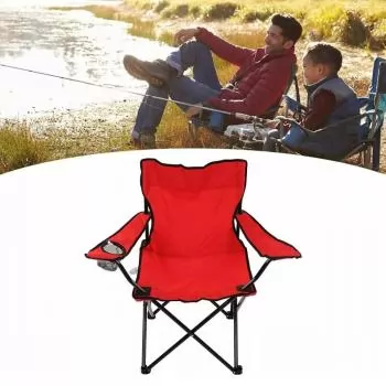 CADEIRA DOBRAVEL EM ACO ALVORADA VERMELHA CAMPING E PESCA - WAV