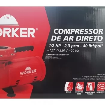 COMPRESSOR AR DIRETO (TUFAO) 2,8 BAR 40PSI KIT PINTURA - WORKER